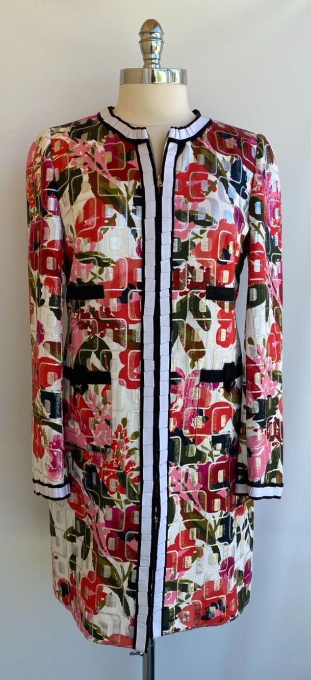 Authentic Dolce & Gabbana Metallic Floral Coat Sz 44, US 8